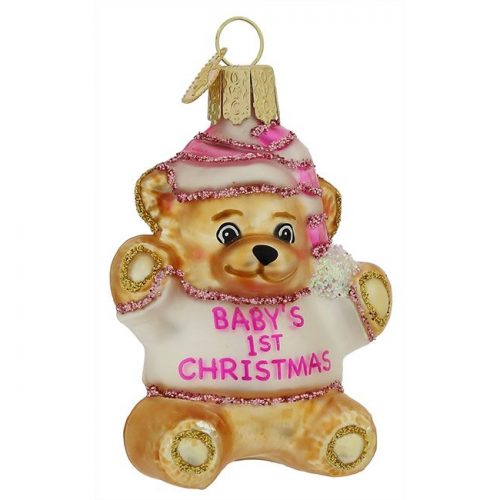Baby's First Teddy Bear Ornament Girl
