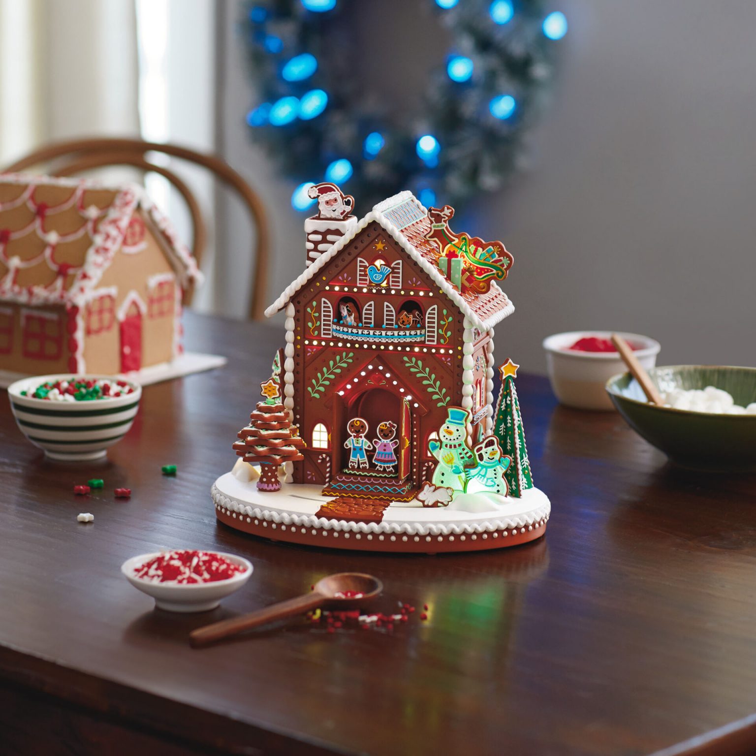 Deck the Gingerbread House Musical Tabletop Decoration With Light and