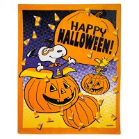 Hallmark Peanuts Snoopy and Woodstock Happy Halloween Throw Blanket, 50x60