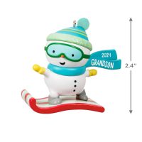 Grandson Snowboarding Snowman 2024 Keepsake Ornament - Image 2