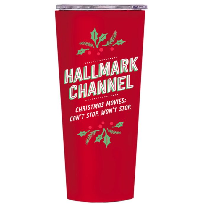 Hallmark Insulated Metal Tumbler - "Christmas Movies: Can't Stop. Won't Stop"