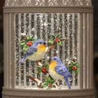 Birdcage With Bluebirds Lighted Water Lantern With Swirling Glitter - Image 2