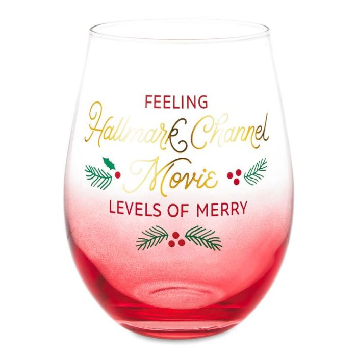 Hallmark Stemless Wine Glass - "Feeling Hallmark Channel Movie Levels of Merry"