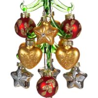 Ganz Light-Up Christmas Tree - Golden Stars & Heart Ornaments - Image 2