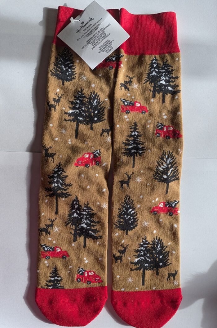 Hallmark Socks with Trees and Red Truck